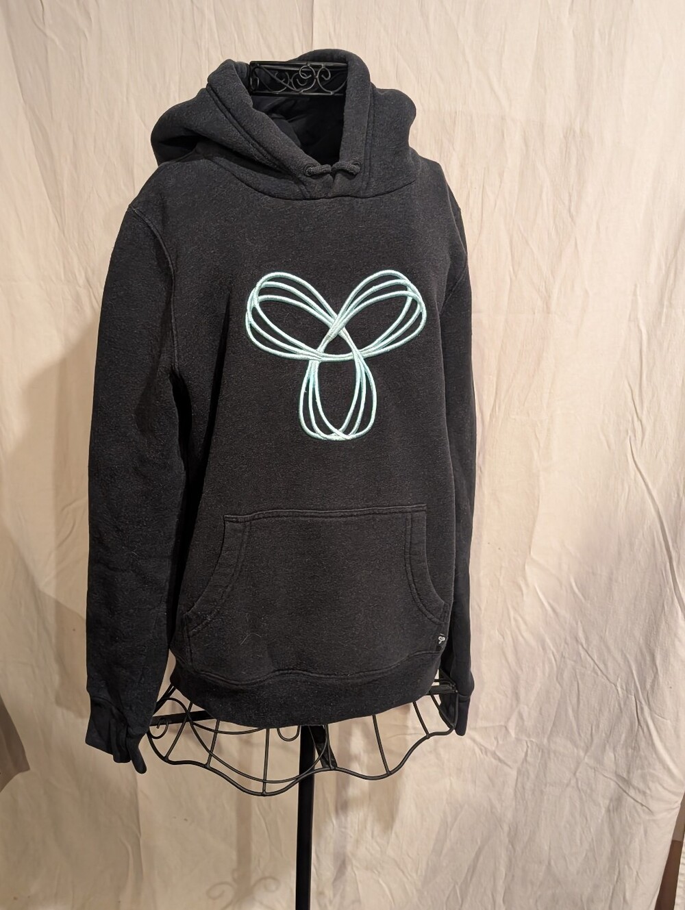 TNA Aritzia Charcoal Gray Baltic Hoodie with Teal Embroidered Logo Size Medium - Picture 3 of 10